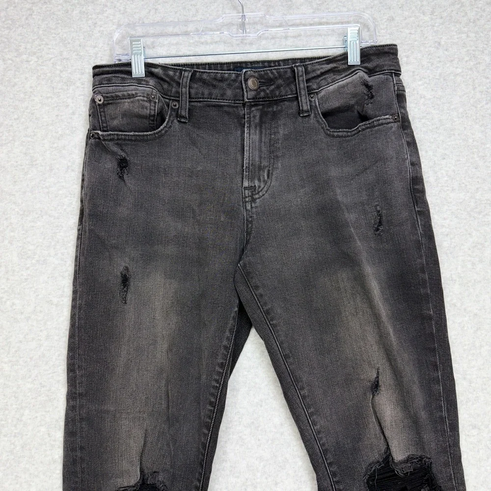 Aeropostale Athletic Skinny Jeans Men 29/32 Black Distressed Denim Grunge Rocker